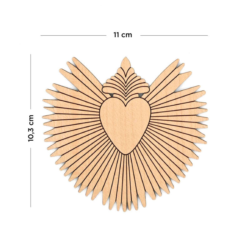 Ex-voto magnétique en bois - Cœur rayonnant